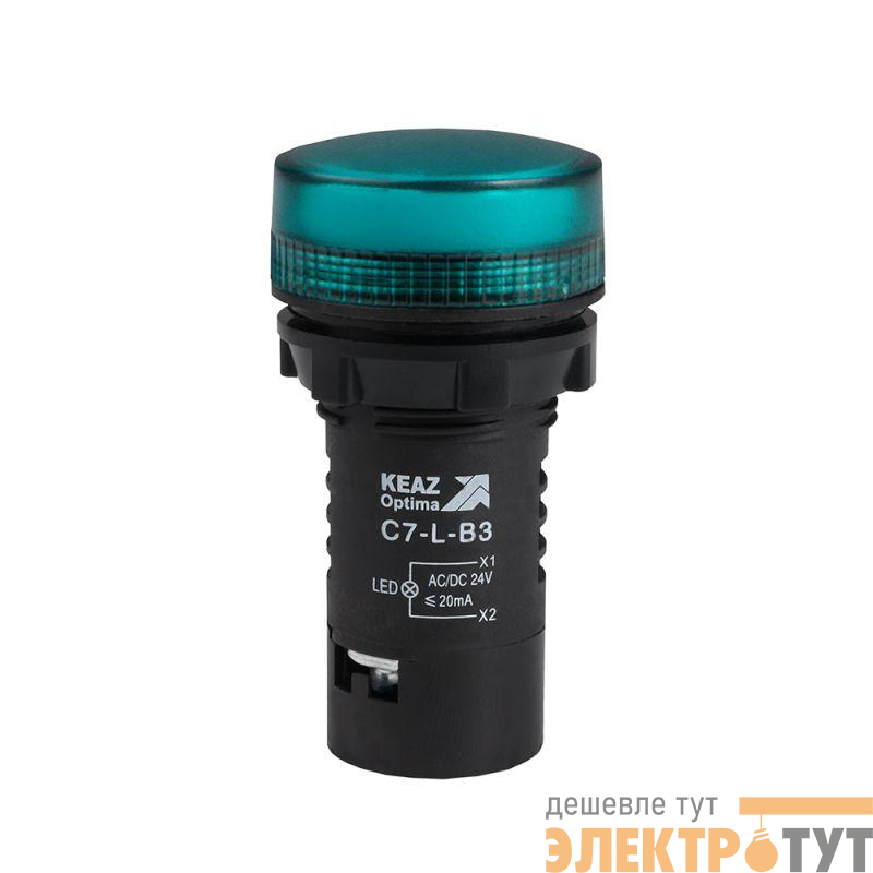 Лампа светодиодная OptiSignal Compact D22 С7-L-B3 зел. 24В AC/DC XB7EV03BP КЭАЗ 362149