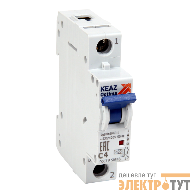 Выключатель автоматический модульный 1п C 10А 6кА OptiDin BM63-1C10-УХЛ3 инд.упак. (новый) КЭАЗ 293214