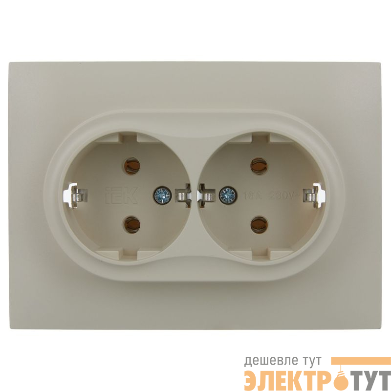 Розетка 2-м SKANDY 16А с заземл. без защ. шторок в сборе SK-R08B беж. IEK SK-R21-16-K10-F