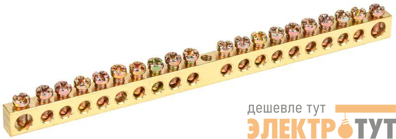 Шина PEN "земля-ноль" 6х9мм 20/1 (20групп/крепеж по центру) IEK YNN10-20-100