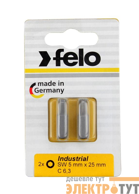 Бита шестигранная 25мм Industrial 5мм (блист.2шт) FELO 02450036