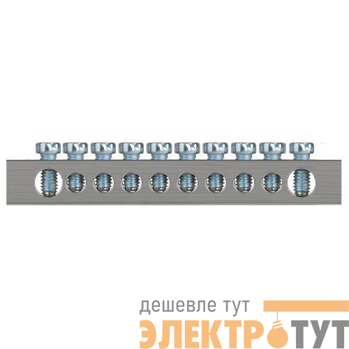 Шина PEN земля-ноль 6х9мм 10/2 никелированная с креплениями по краям NO-224-84 Эра Б0062980