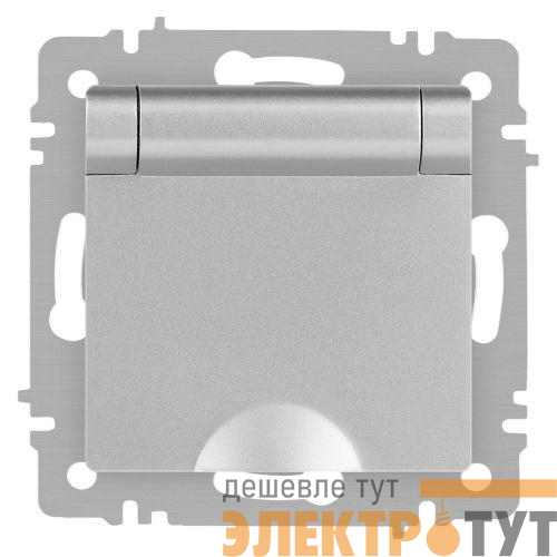 Розетка 1-м СП Accent 6-203-03 16А IP20 250В 2P+E Schuko с крышкой алюм. Intro Б0063721