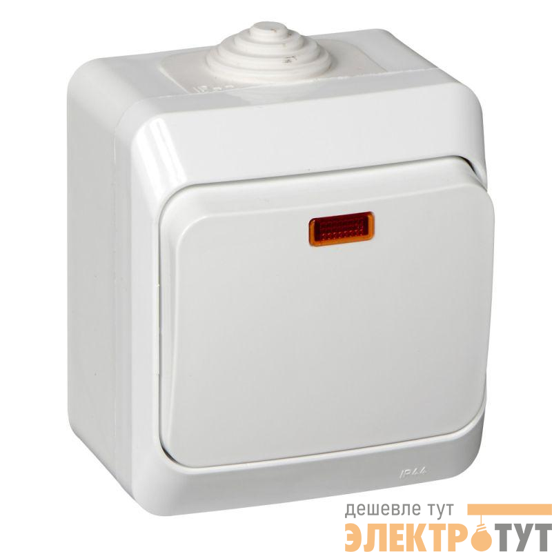 Выключатель 1-кл. ОП Этюд 10А IP44 10AX с подсветкой бел. SE BA10-045B