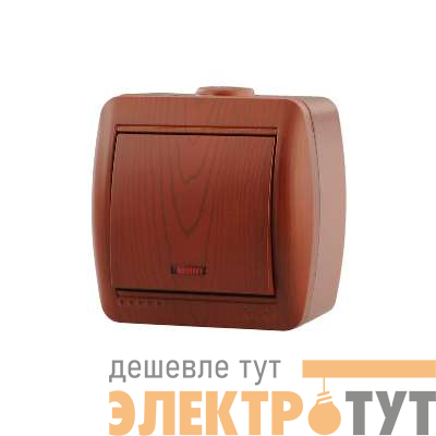 Выключатель 1-кл. ОП Nata 10А IP20 с подсветкой вишня LEZARD 710-0600-111