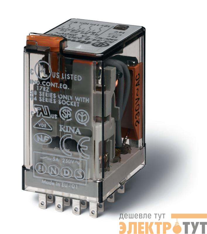 Реле миниатюрное универсальное 4CO 7А 230В AC FINDER 553482300054