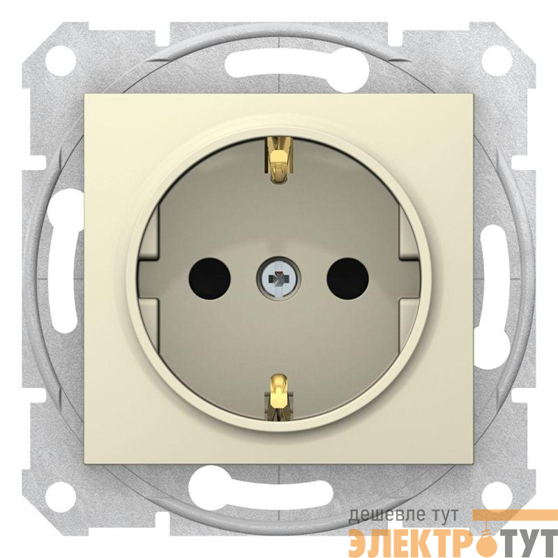 Механизм розетки 1-м СП Sedna 16А IP20 с заземл. быстрозажим. контакты защ. шторки беж. SchE SDN3001747