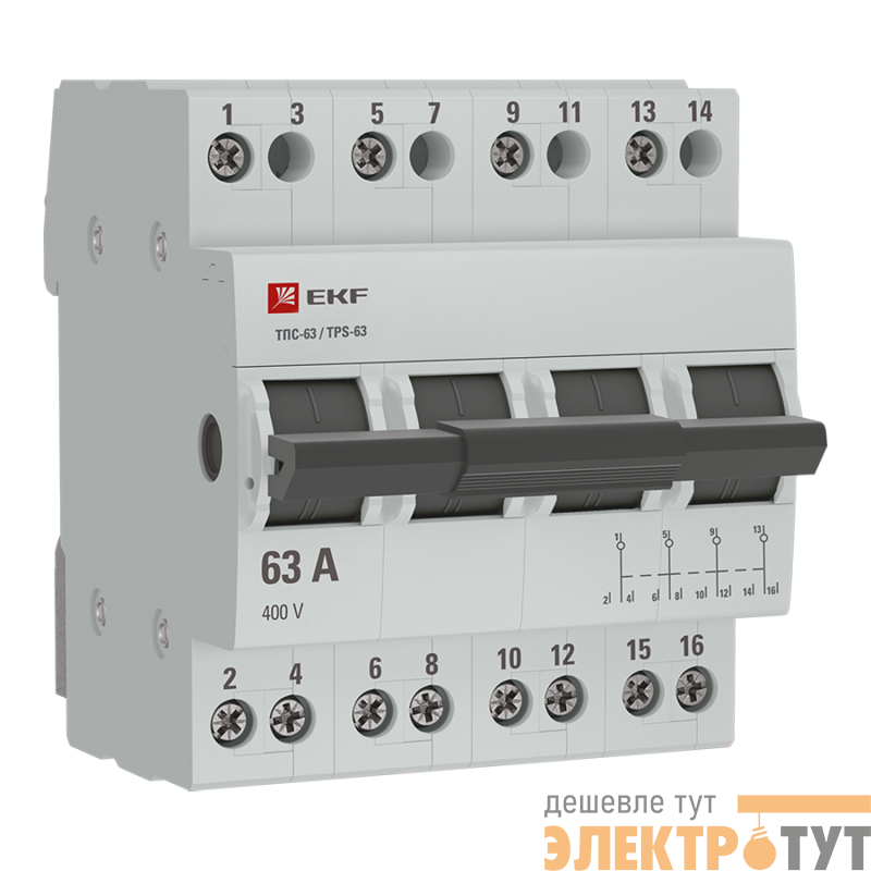 Переключатель трехпозиционный ТПС-63 4P 63А PROxima EKF TPS463