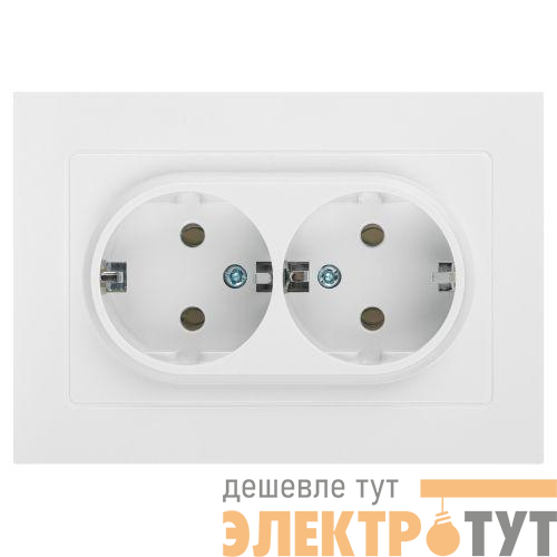 Розетка 2-м СП Accent 6-205-01 16А IP20 250В 2P+E Schuko AL/CU бел. Intro Б0063485
