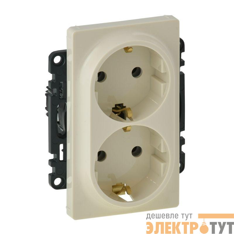 Розетка 2-м СП Valena Life 16А IP20 250В 2х2P+E безвинтов. клеммы с лицев. панелью механизм сл. кость Leg 753227