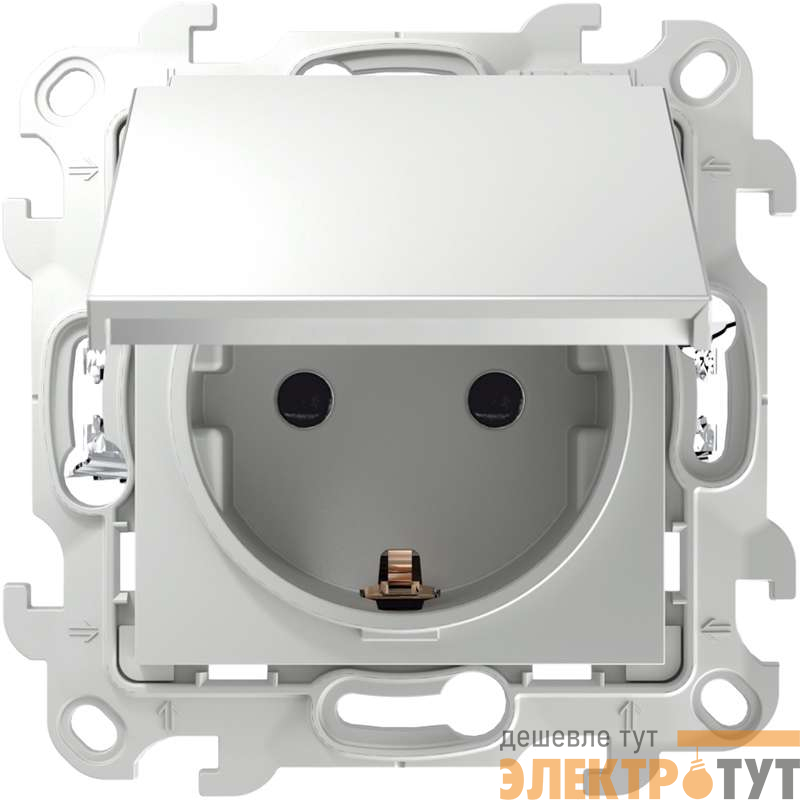 Розетка 1-м СП Simon 24 16А IP44 2P+E Push&Go механизм бел. Simon 2420448-030