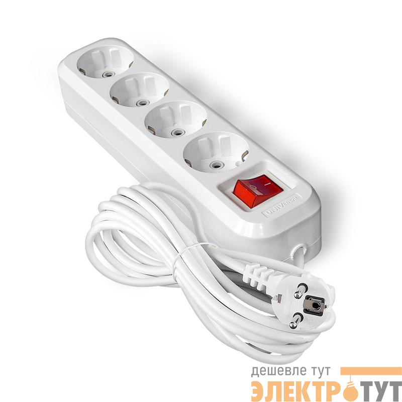 Удлинитель 4х7м с заземл. IP20 S-304А ПВС 3х1.5 с выкл. Universal 1736