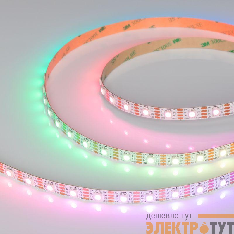 Лента светодиодная SPI-B60-10mm 5V RGB-PX1-BPT 12Вт/м IP20 5060 бегущий огонь (уп.5м) Arlight 037855