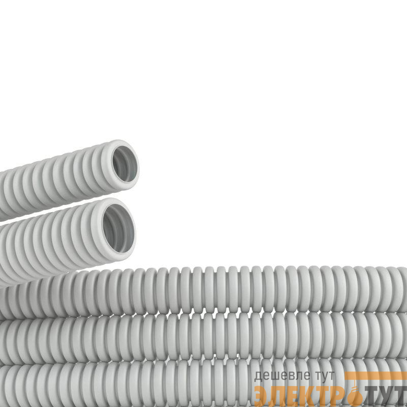 Труба гофрированная ПВХ гибкая легкая d20мм без протяжки сер. (уп.25м) DKC 9092025