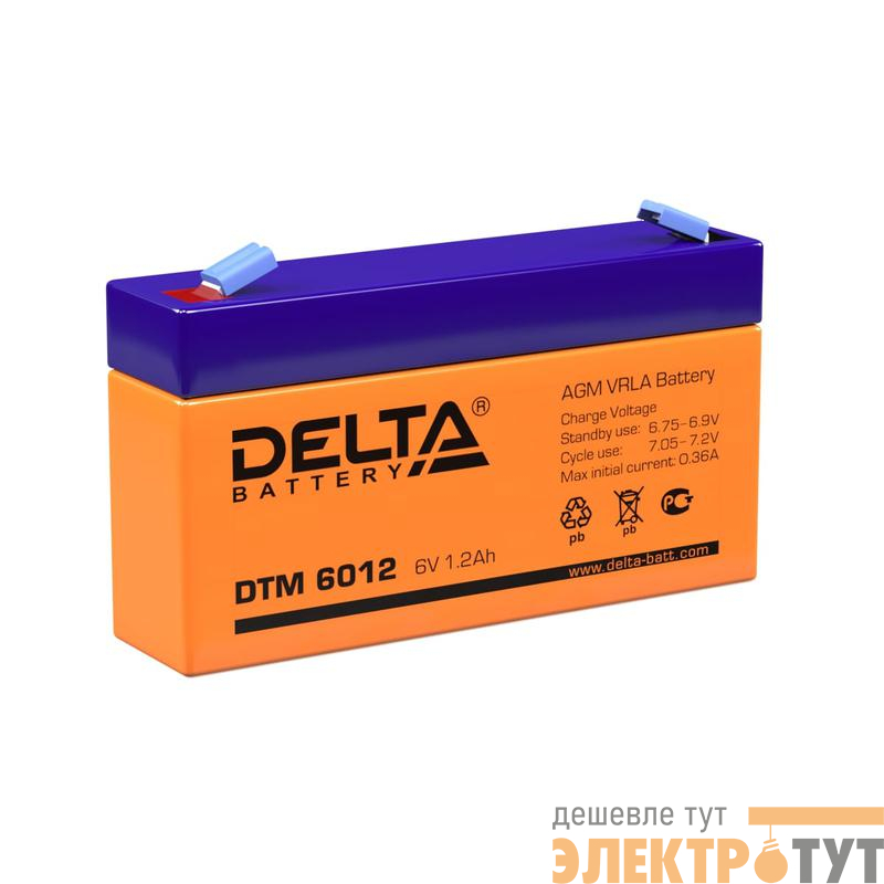 Аккумулятор UPS 6В 1.2А.ч Delta DTM 6012