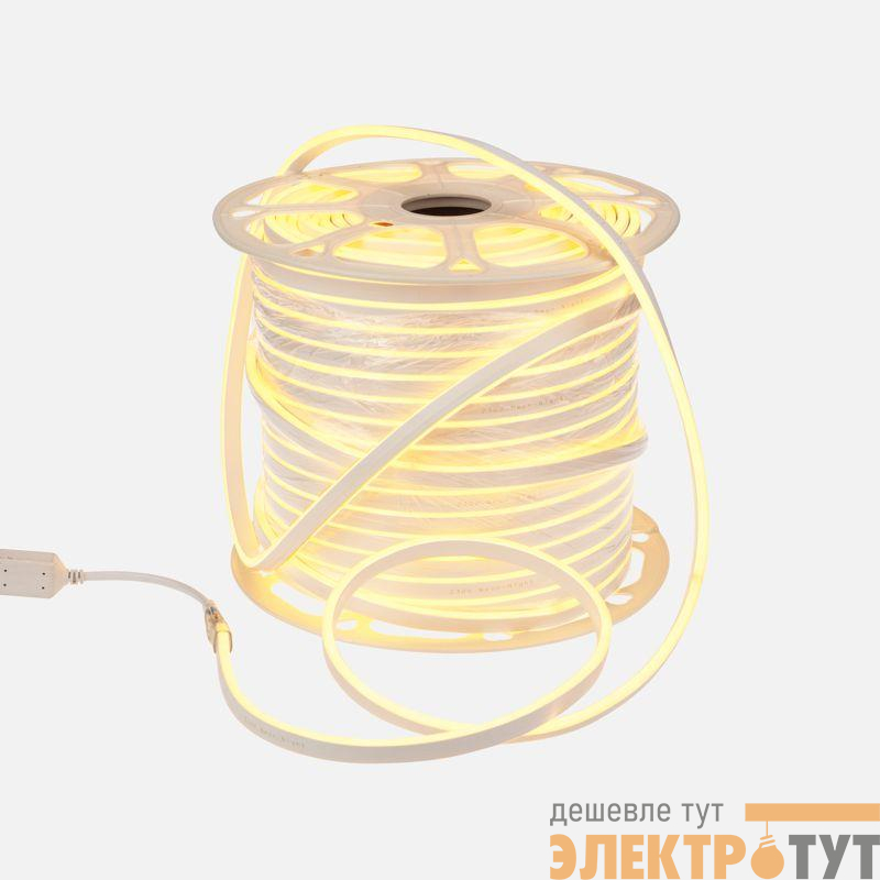 Шнур светодиодный гибкий неон SMD 8х16мм 120LED/м двустор. желт. (уп.100м) (с комплектом подкл.) Neon-Night 131-091