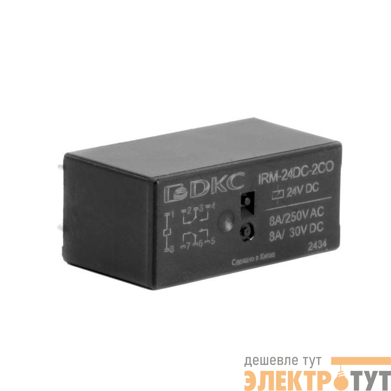 Реле миниатюрное низкопрофильное 2CO ком. ток 8А AgSnO2 напряжение 115В AC DKC IRM-115AC-2CO