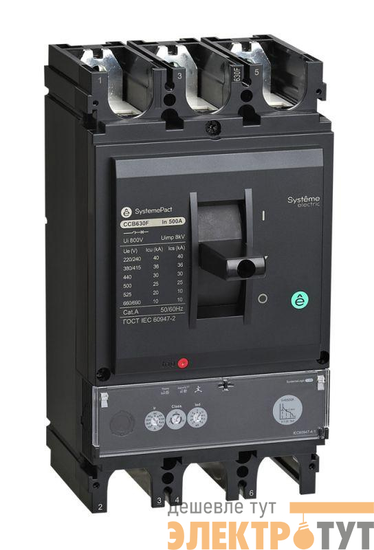 Выключатель автоматический SYSTEMEPACT CCB630 150кА S2.3M 3P3D 500А рычаг SE SPC630L50023M3DF