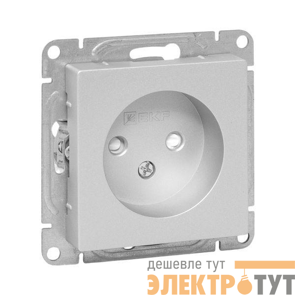 Розетка СП Эпика 16А без заземл. защ. шторки механизм алюм. EKF UP1-SOA-101