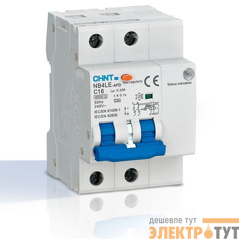 Устройство защиты при дуговом пробое (УЗДП) NB4LE-AFD 2P C16 тип A 30мА CHINT 335356
