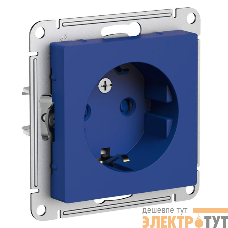 Розетка AtlasDesign 16А с заземл. защ. шторки механизм аквамарин SE ATN001145
