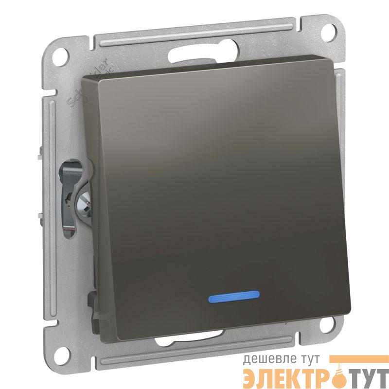 Механизм переключателя проходного 1-кл. СП AtlasDesign 10А IP20 (сх. 6а) 10AX с подсветкой сталь SchE ATN000963