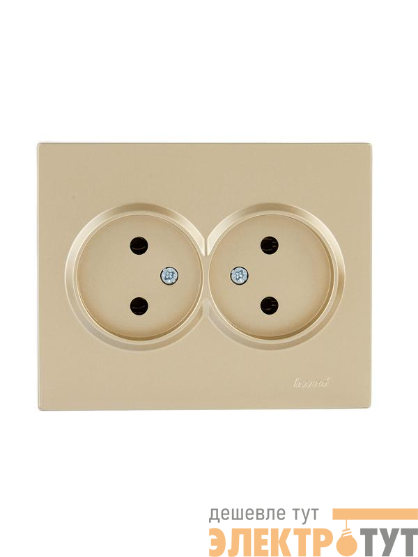 Розетка VESNA двойная без заземл. ПБТ зол. LEZARD 742-3600-128B