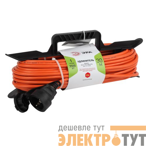 Удлинитель-шнур на рамке 1х30м с заземл. 16А IP20 UFx-1e-3х1.5-30m ПВС 3х1.5 Эра Б0046830