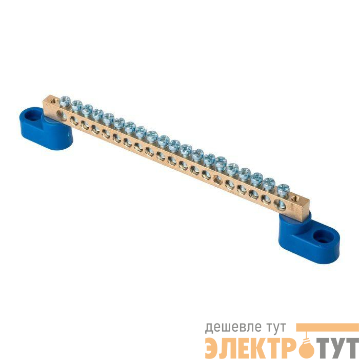 Шина нулевая N 6х9 20 отвер. латунь 2 син. угловых изолятора PROxima EKF sn0-2-63-20