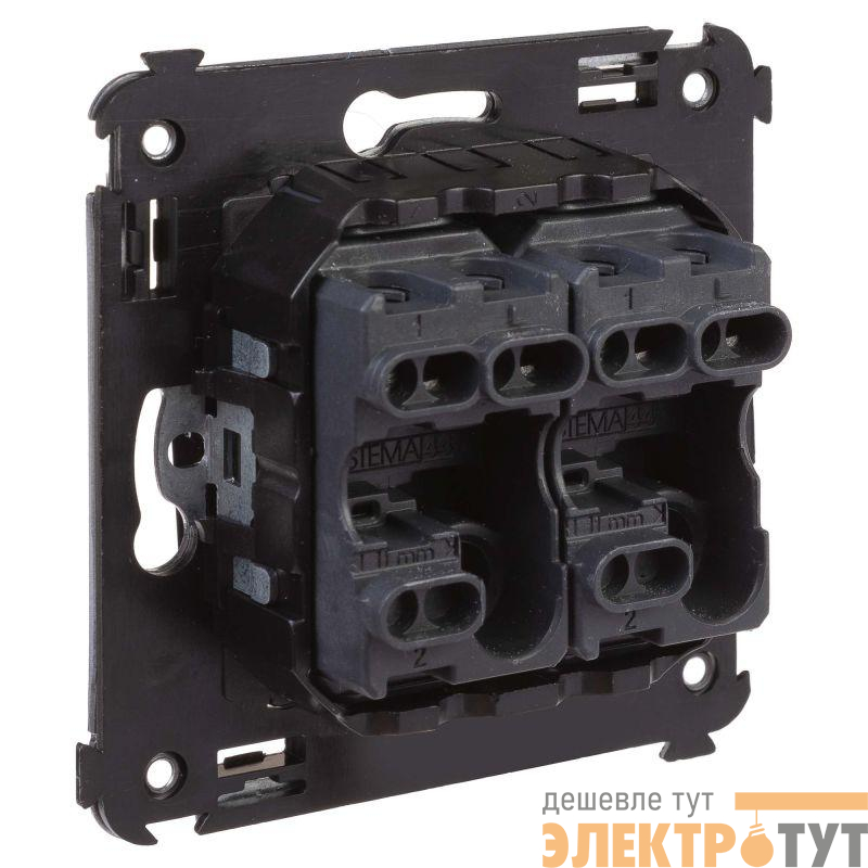 Выключатель 2-кл. 2мод. СП Avanti "Черный квадрат" 16А IP20 черн. DKC 4402104