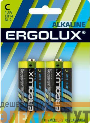 Элемент питания алкалиновый C/LR14 1.5В Alkaline BL-2 (блист.2шт) Ergolux 11751