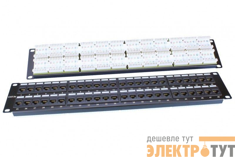 Патч-панель 19дюйм 2U кат.5E 48 портов RJ45 Dual IDC ROHS PP3-19-48-8P8C-C5E-110D черн. Hyperline 246100