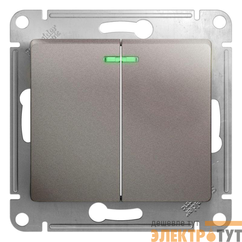 Выключатель 2-кл. СП Glossa 10А IP20 (сх. 5а) 10AX с подсветкой механизм платина SE GSL001253