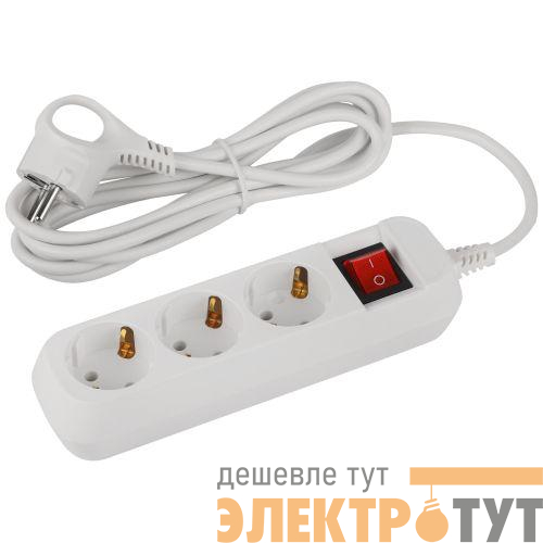 Удлинитель 3х3м с заземл. с выкл. ПВС 3х0.75 UDL-10-330-ES Greenline Эра Б0065047