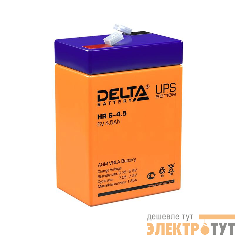 Аккумулятор UPS 6В 4.5А.ч Delta HR 6-4.5