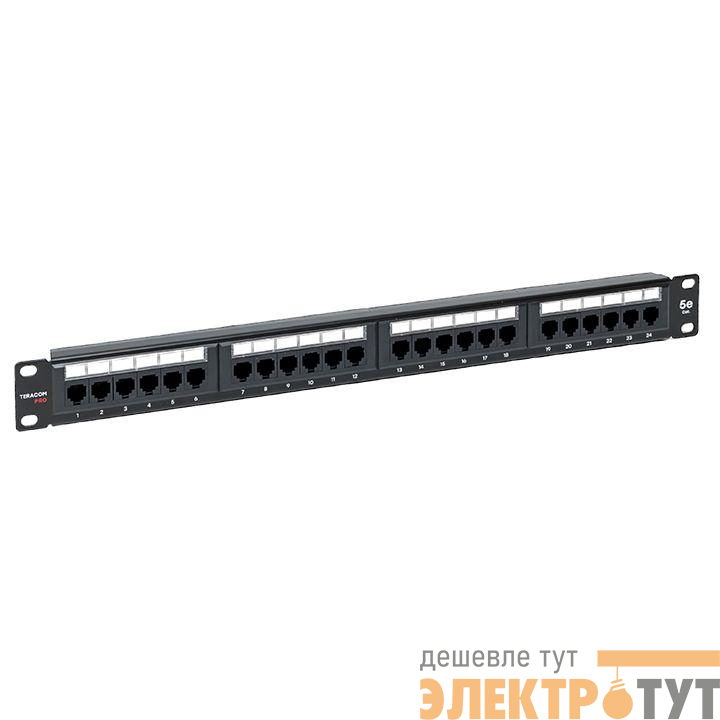 Патч-панель 19дюйм 1U кат.5E UTP неэкранир. 24 порта RJ45 Dual IDC TERACOM PRO EKF TRP-PPNL-5EUTP-1U24