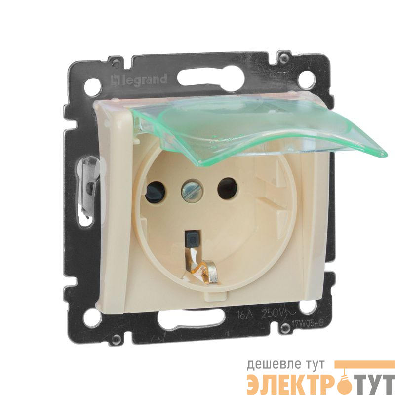 Розетка 1-м СП Valena 16А IP44 2P+E защ. шторки с крышкой немецк. стандарт механизм сл. кость IEK 774120