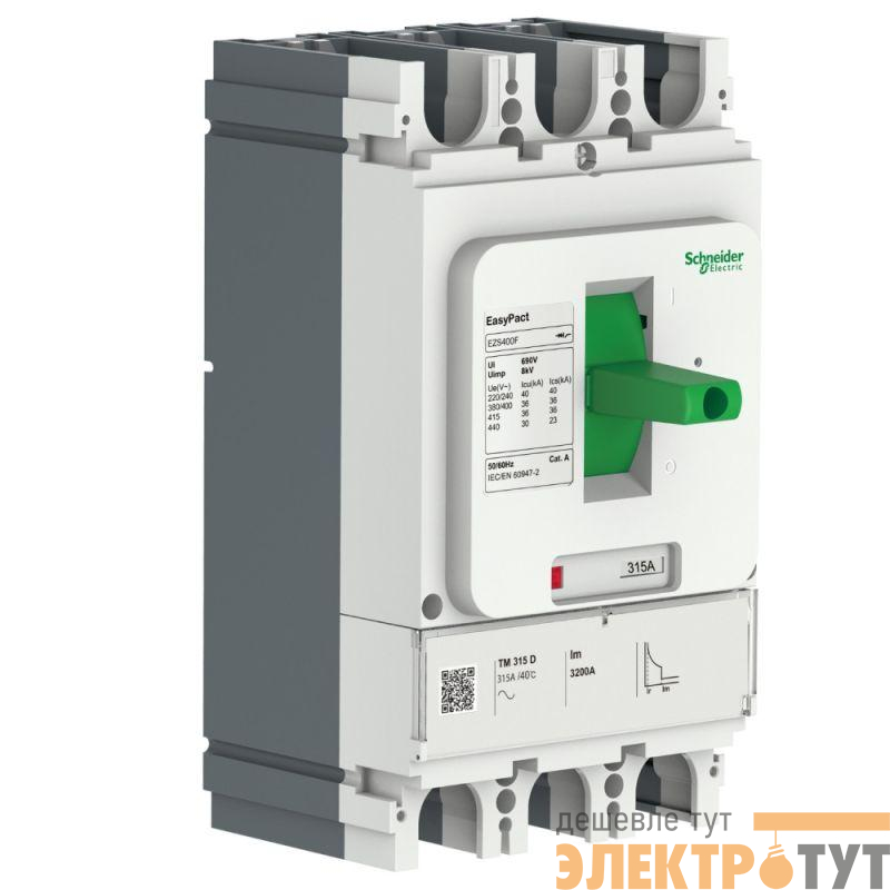 Выключатель автоматический EASYPACT EZS400F TM315D 3П3Т 36кА нерегул. SchE EZS400F3315