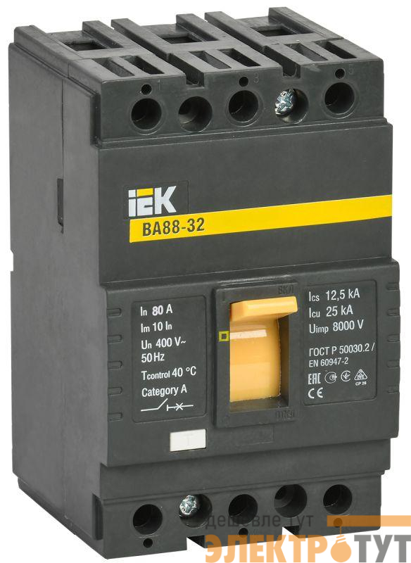 Выключатель автоматический 3п 80А 25кА ВА 88-32 IEK SVA10-3-0080