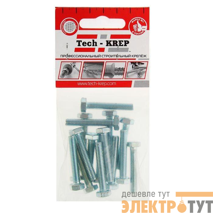 Болт с шестигранной головкой М6х50 DIN 933 оцинк. (уп.14шт) Tech-Krep/Zitar 102962