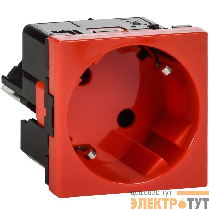 Розетка 2мод. 16А 250В 45град. с заземл. без защ. шторок безвинт. зажимы красн. ИЭК Leg 4525058