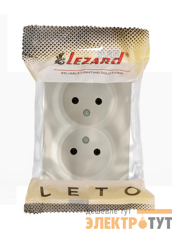 Розетка 2-м ОП LETO без заземл. закрытый корпус ПБТ крем LEZARD 752-0300-128B
