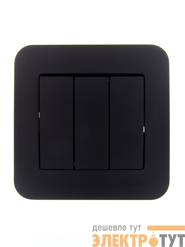 Выключатель 3-кл. 1п СП ASTI 10А IP20 в сборе черн. бархат LEZARD 7081-4242-109