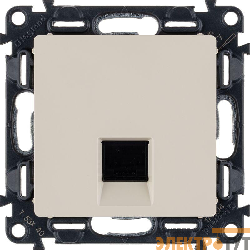 Розетка компьютерная 1-м Valena Life RJ45 кат.5E UTP с лицев. панелью механизм сл. кость Leg 753540