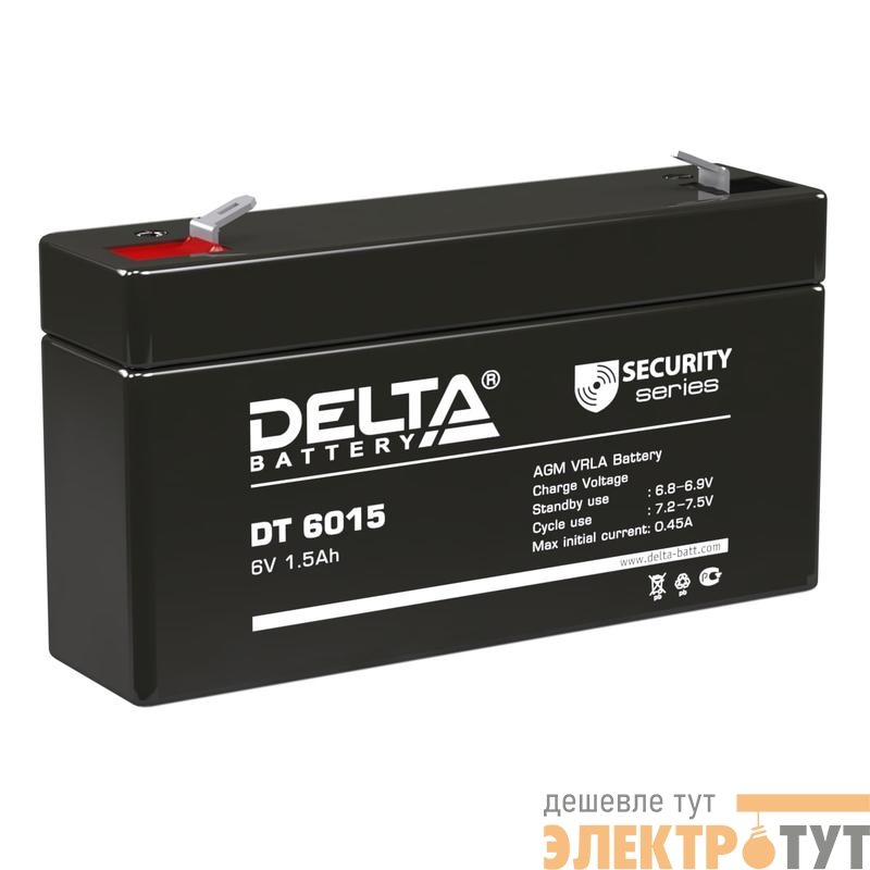 Аккумулятор ОПС 6В 1.5А.ч Delta DT 6015