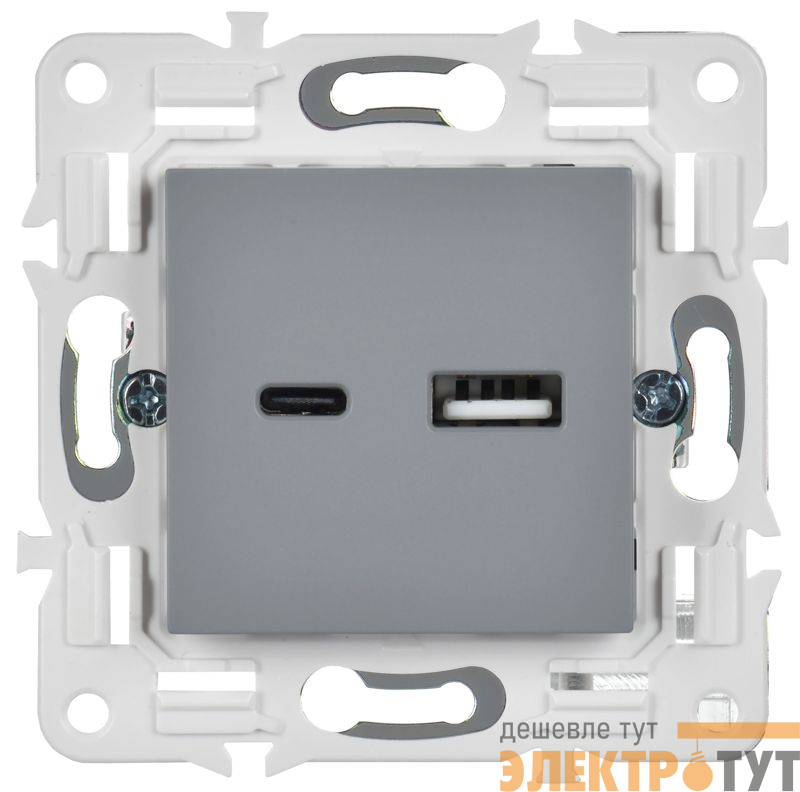Розетка USB A+C 3.1А SKANDY SK-R14Gr сер. IEK SK-U22-D31-K03