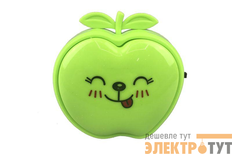 Светильник светодиодный NL-232 "Яблоко" 220В ночник с выкл. зел. Camelion 13807