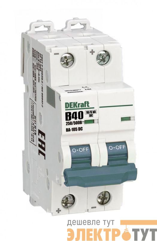 Выключатель автоматический модульный 2п B 40А 10кА ВА-105 DC DEKraft 13371DEK