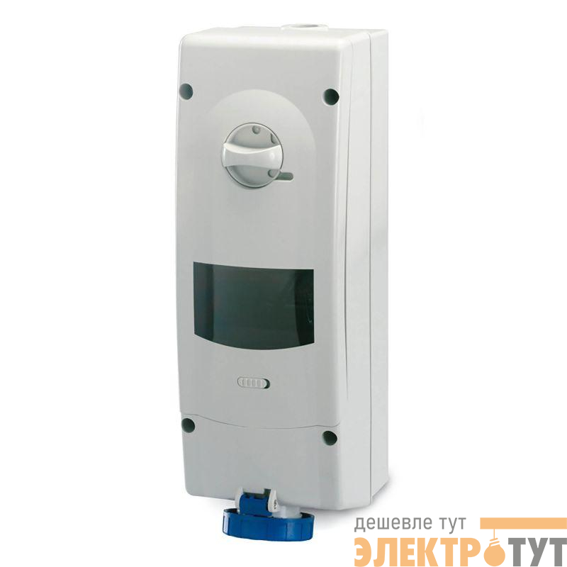 Розетка настенная 32А 2P+E (УЗО 40А+АВ 32А) с мех. блокировкой и предустановленным модульным оборудованием IP67 DKC DIS5683283RMW