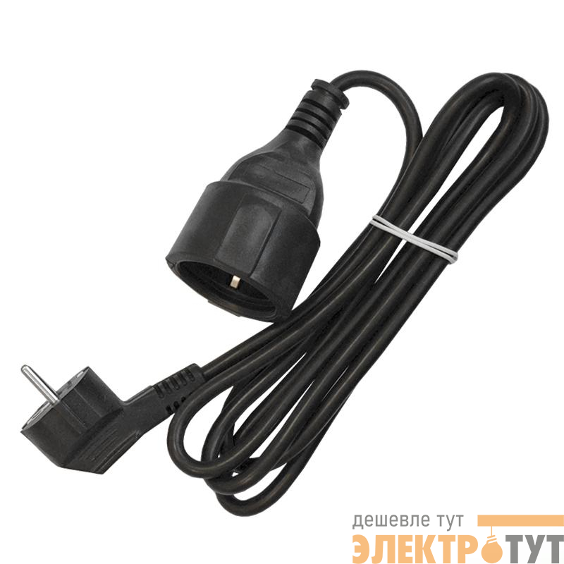 Удлинитель-шнур 1х2м с заземл. 16А IP20 ПВС 3х1 черн. DOMTOK 2341